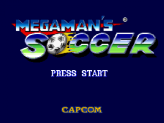 Mega Man Soccer title screen for Super Nintendo